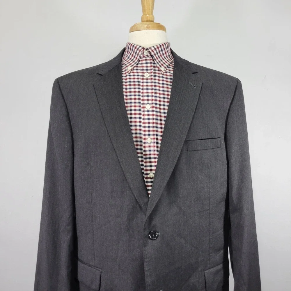 JOS A BANK GORDON Men's Sport Coat Blazer Two Button Charcoal Gray Wool‎ 48L